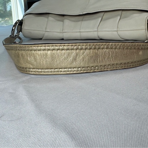 COACH Off-White and Metallic SoHo Shoulder Bag with Flap Closure - Picture 5 of 12